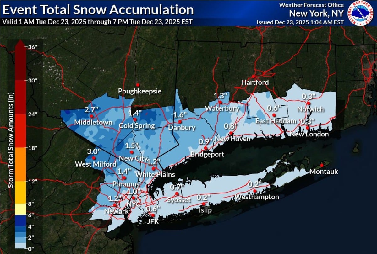 El clima frío en EE.UU. podría provocar demoras en viajes por tierra y aire durante la semana festiva. | Crédito: X @NWSNewYorkNY