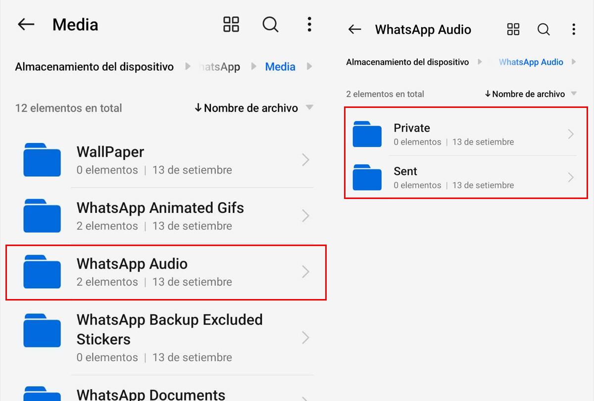 Siempre usa estas carpetas para administrar tus audios de WhatsApp. (Foto: Mag)