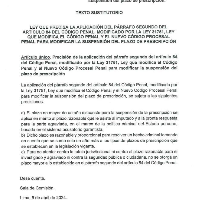 Primer dictamen aprobado por la Comisión de Justicia y que fue devuelto por el pleno.