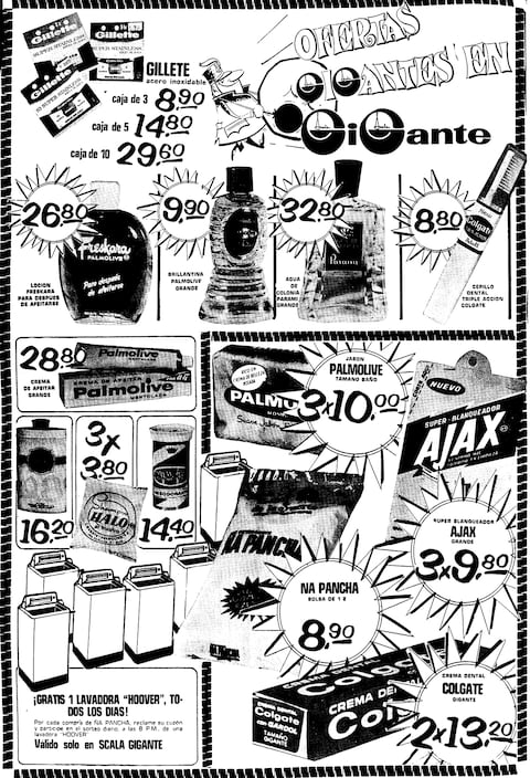 El 6 de julio de 1967, a las 8 am. se abrieron las puertas de Scala Gigante. Ese mismo día en El Comercio, una página completa anunciaba las principales ofertas. (Foto: Archivo Histórico de El Comercio)
