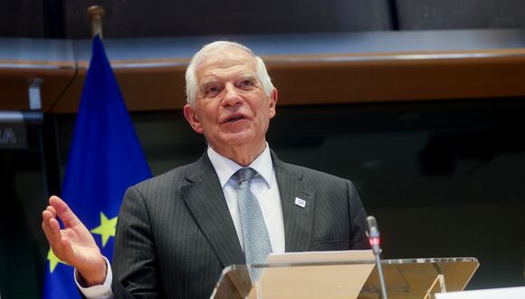 El Alto Representante de la Unión Europea para Asuntos Exteriores y Política de Seguridad, Josep Borrell, habla durante una conferencia en Bruselas, Bélgica, el 29 de mayo de 2024. (Foto de EFE/EPA/OLIVIER HOSLET)