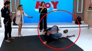 Terminó en el piso: Giselo es derribado en vivo durante demostración de defensa personal