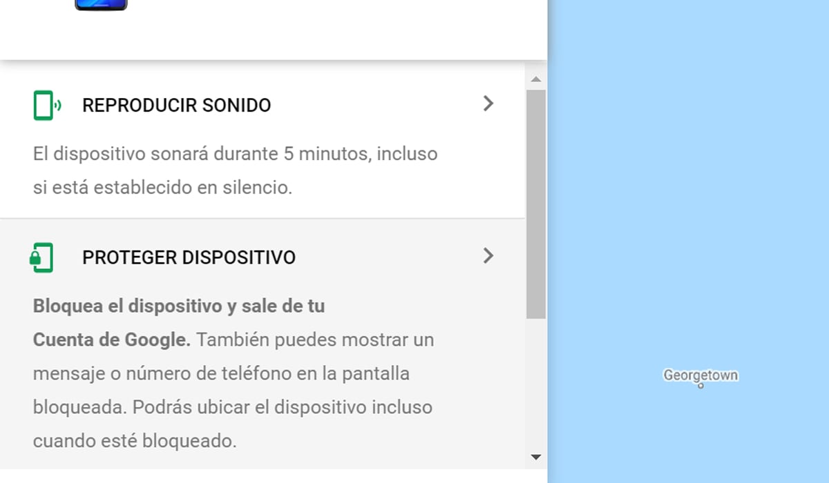 Si pulsas la opción de "Proteger dispositivo" todo lo que hay en tu celular se formateará. (Foto: Google Maps)