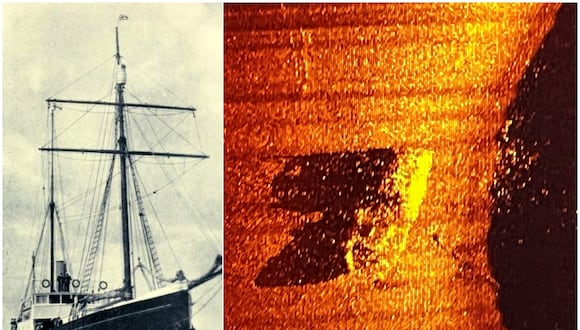 El Quest fue encontrado en el océano Atlántico cerca de la costa de Canadá. Derecha: Imagen de sonar que muestra el lugar donde descansa la nave.