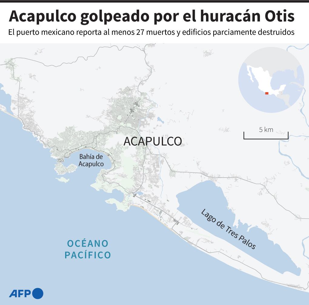 Huracán Otis golpea Acapulco. (AFP).