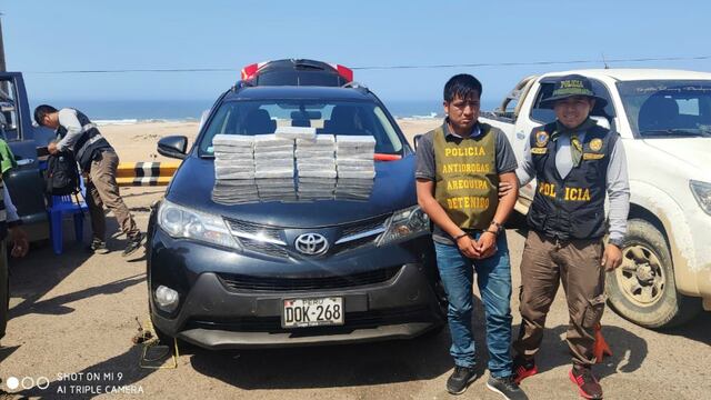 Arequipa: detienen a estudiante con 26 kilos de clorhidrato de cocaína camuflada en camioneta