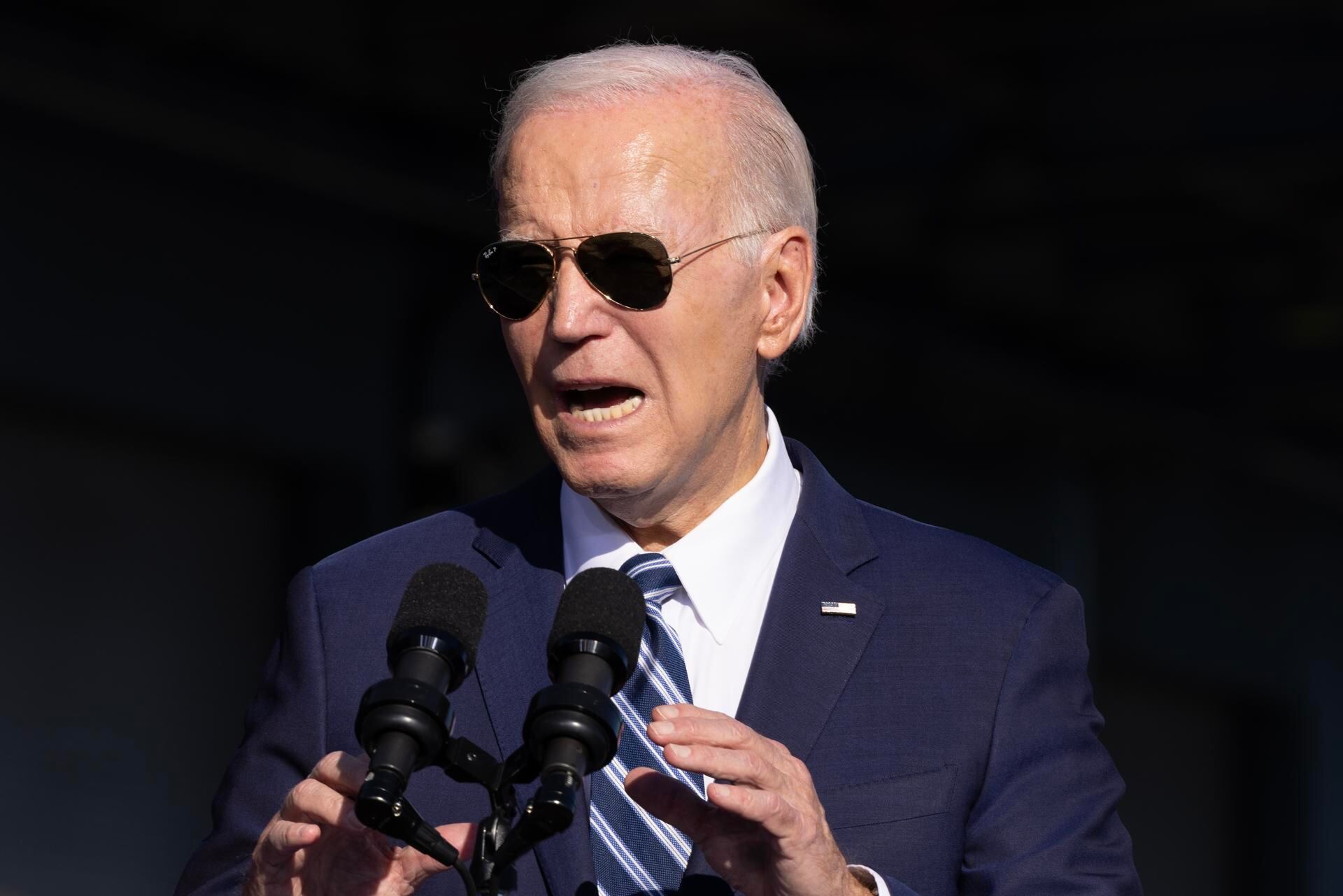 El Presidente de Estados Unidos, Joe Biden, pronuncia un discurso en Filadelfia, Pensilvania, el 13 de octubre de 2023. (EFE/EPA/MICHAEL REYNOLDS).