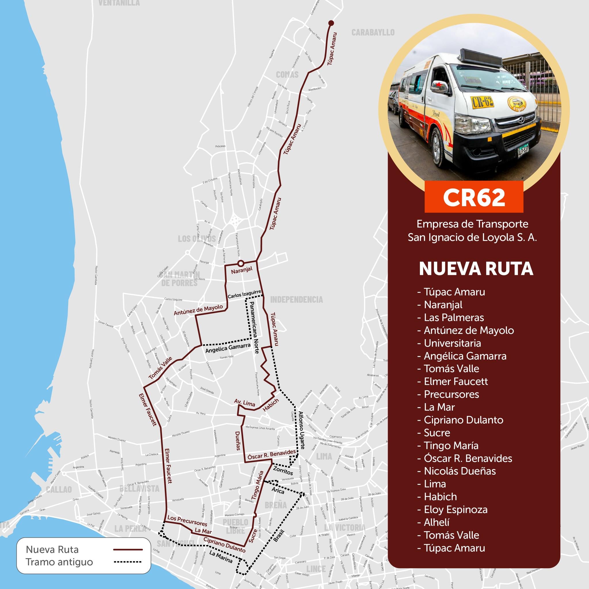Nueva ruta de las combis de San Ignacio de Loyola. Foto: ATU