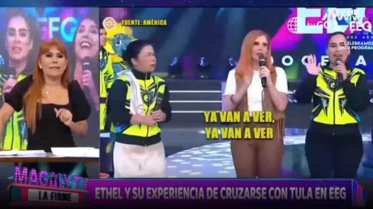 Magaly Medina se mostró asombrada de que la hija de Gisela Valcárcel apareciera en el reality para competir con la persona que, según su madre, le hizo daño.(Foto: @MagalyATV1 / YouTube)