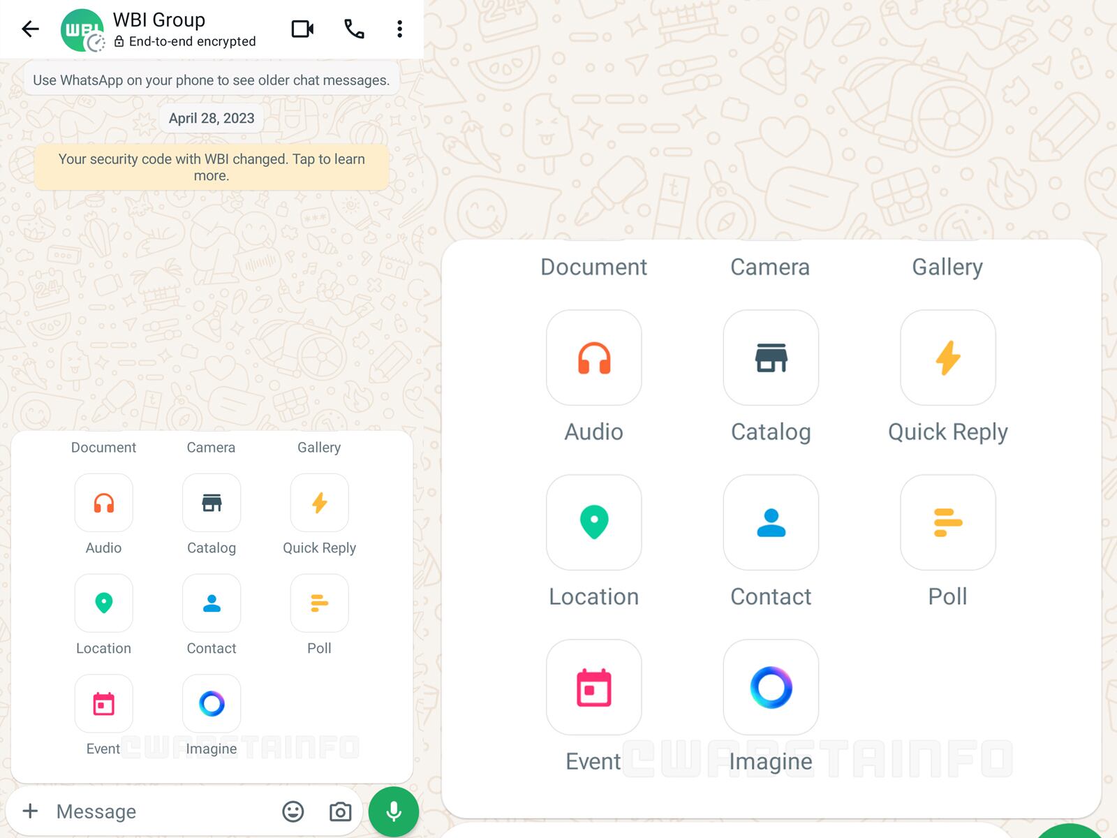 WHATSAPP | Este es el botón para crear imágenes con IA. (Foto: WAbeta Info)