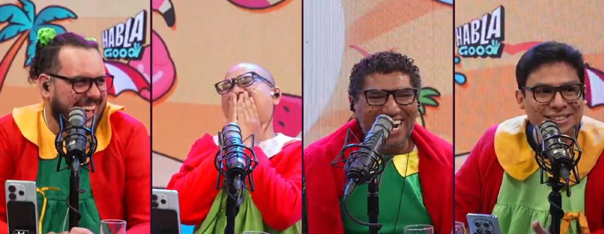 Conductores de 'Habla Good' vestidos de la 'Chilindrina Huachana'. | Foto: Todo Good (YouTube)