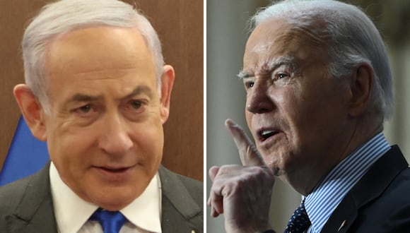 El primer ministro israelí, Benjamin Netanyahu; y el presidente de Estados Unidos, Joe Biden. (Fotos de GIL COHEN-MAGEN / ANDREW CABALLERO-REYNOLDS / AFP)