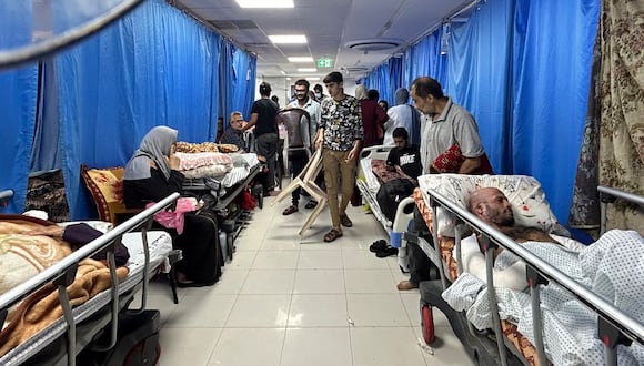 Pacientes y desplazados internos en la fotografía del hospital Al-Shifa en la ciudad de Gaza el 10 de noviembre de 2023.  (Foto de Khader Al Zanoun / AFP)