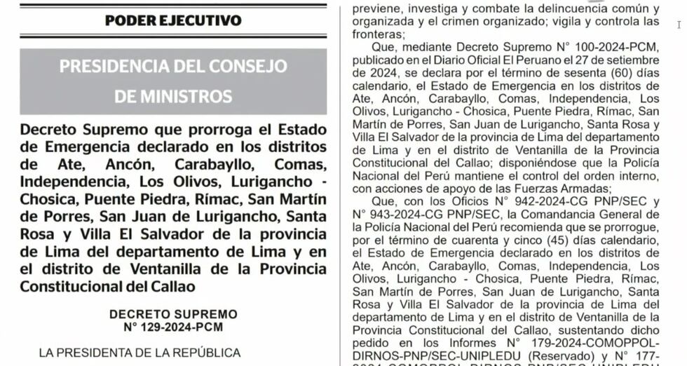 Gobierno prorroga estado de emergencia por 45 días. (Foto: Captura)