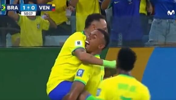 Gabriel Magalhaes marcó el 1-0 de Brasil ante Venezuela | Foto: Captura de video