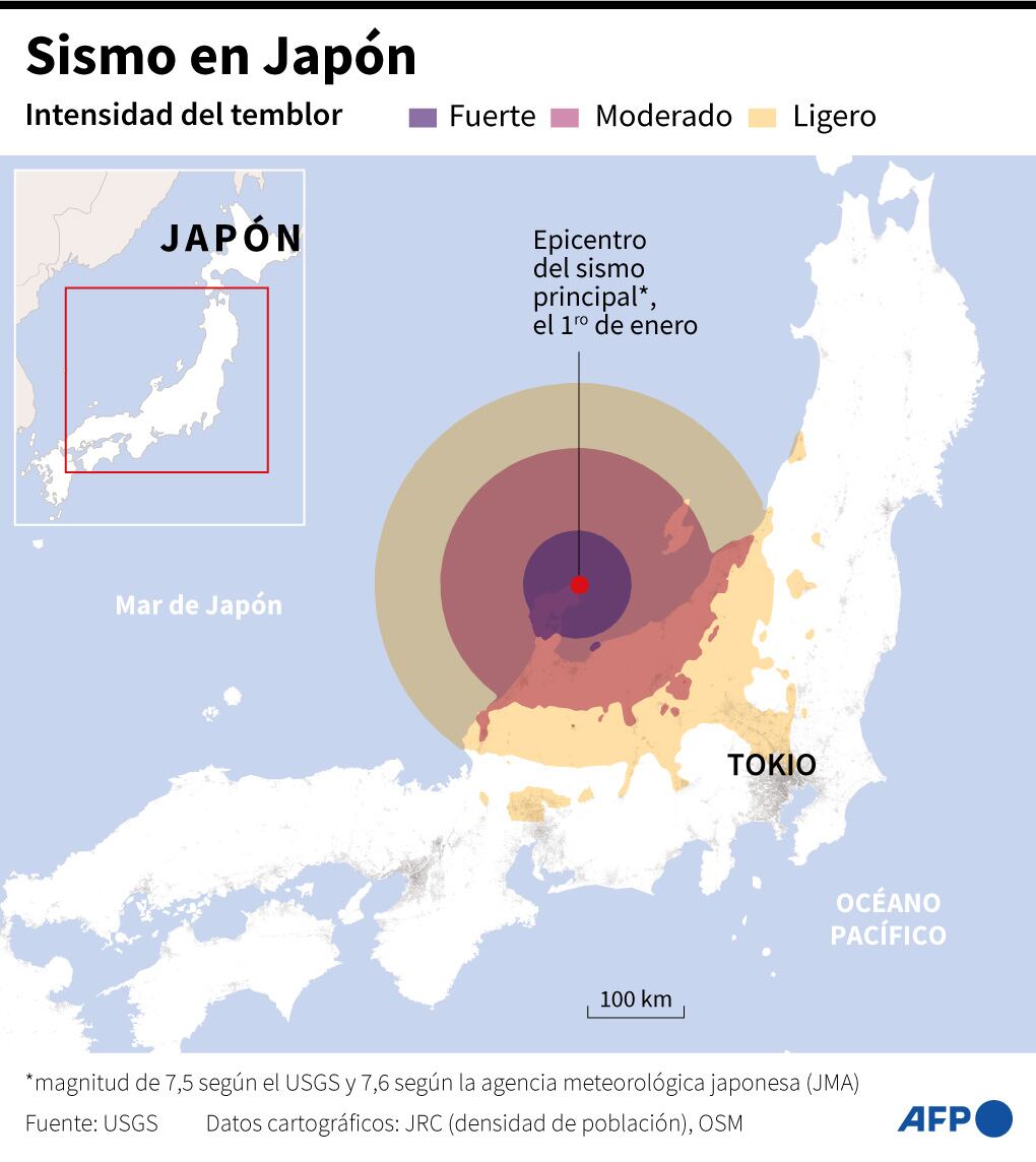 El epicentro del terremoto. (AFP).