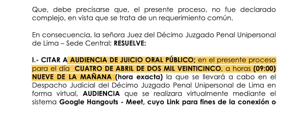 ROBERTO SANCHEZ-AUTO DE ENJUCIAMIENTO