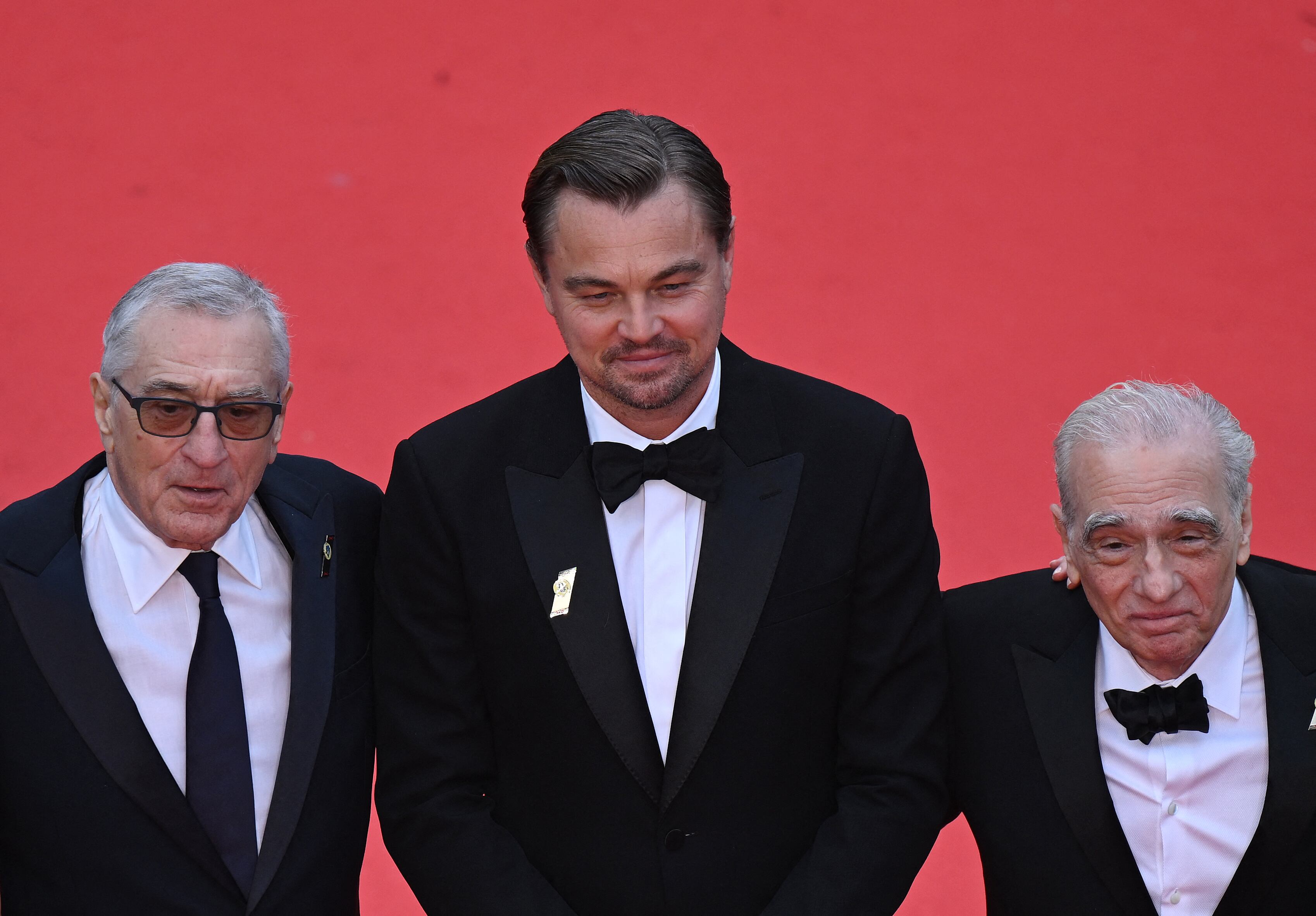 Leonardo Dicaprio, Martin Scorsese y Robert de Niro en el estreno de "Killers of the Flower Moon" en Cannes 2023 (Foto: AFP)