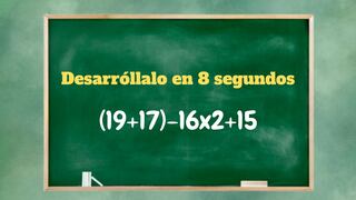Verifica si te concentras correctamente en este ejercicio: ¿Cuánto es (19+17)-16x2+15?