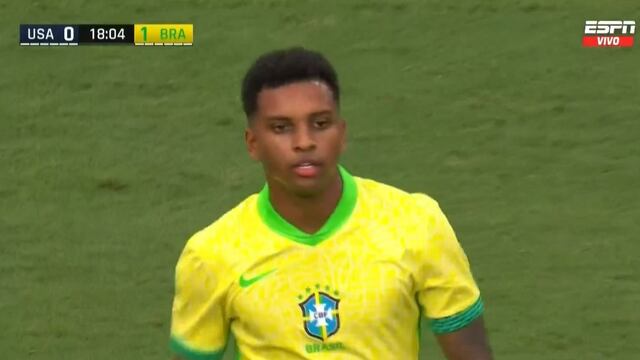 Aprovechó error en salida: Rodrygo marca el 1-0 de Brasil vs. Estados Unidos en amistoso | VIDEO