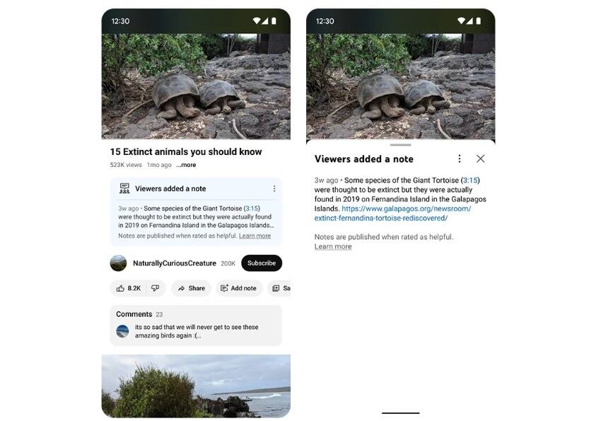 Recurso de las notas que aportan contexto a los videos de YouTube.