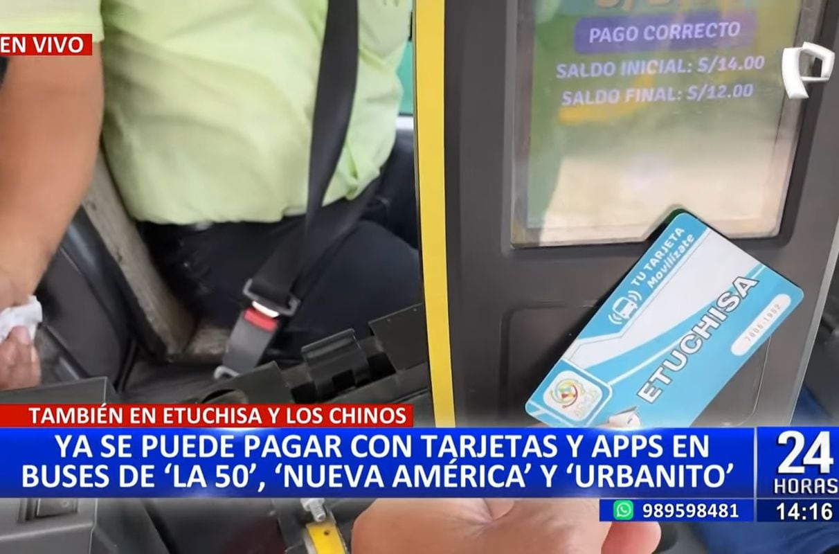 Los pasajeros de los buses de las empresas Los Chinos, Nueva América, La 50 y Urbanito podrán pagar con tarjeta electrónica y aplicativo. (Foto: 24 Horas)