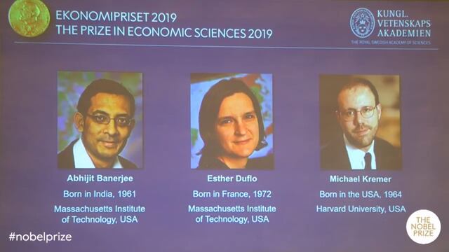 Banerjee, Duflo y Kremer ganaron Nobel de Economía de 2019 por su investigación para aliviar la pobreza