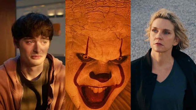 De izquierda a derecha, las series "Stranger Things", "It: Welcome to Derry" y "Pluribus", que estuvieron entre lo más comentado del año.