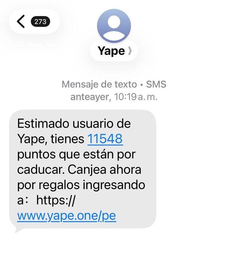 Falso mensaje de Yape.