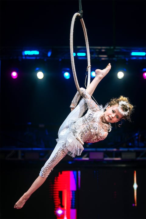 La acróbata circense Anastassia Horbatsevych se presentó en Circo Russell y Circo de Ucrania en agosto. (Foto: JOEL ALONZO HUAMANI/EL COMERCIO)