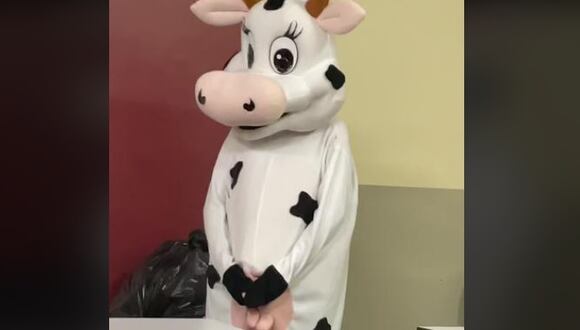 TikTok: el alumno de San Marcos que sorprendió a su profesor tras acudir a exponer con un disfraz de vaca. (Foto: Captura TikTok)