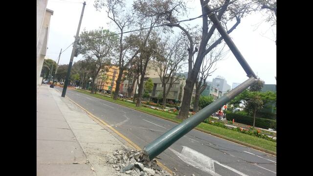 San Isidro: tránsito fue restringido en Paseo Parodi por poste a punto de colapsar