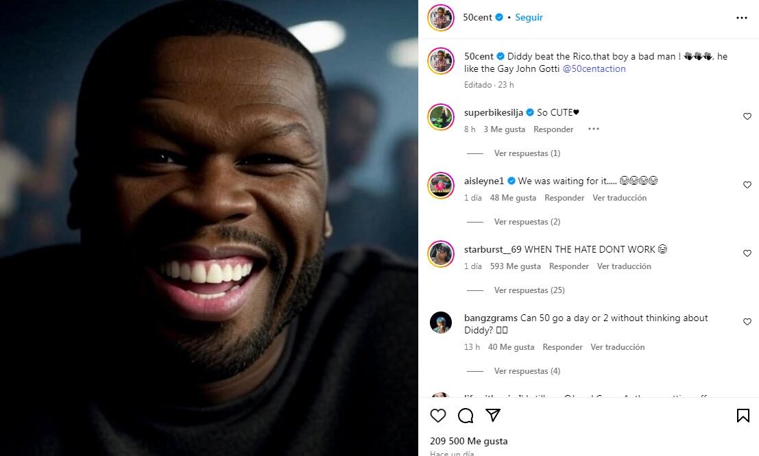 50 Cent sorprendió al felicitar públicamente a su rival musical en redes. (Foto: @50cent / Instagram)