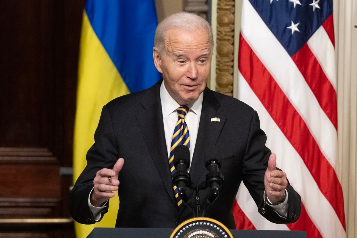 El presidente estadounidense, Joe Biden, en la Sala de Tratados Indios del edificio de la Oficina Ejecutiva de Eisenhower, en el complejo de la Casa Blanca en Washington, DC, EE.UU., el 12 de diciembre de 2023. (Foto de EFE/EPA/MICHAEL REYNOLDS)