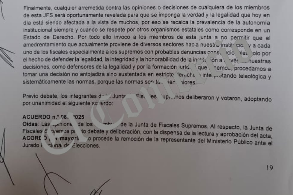 Junta de Fiscales Supremos y Patricia Benavides