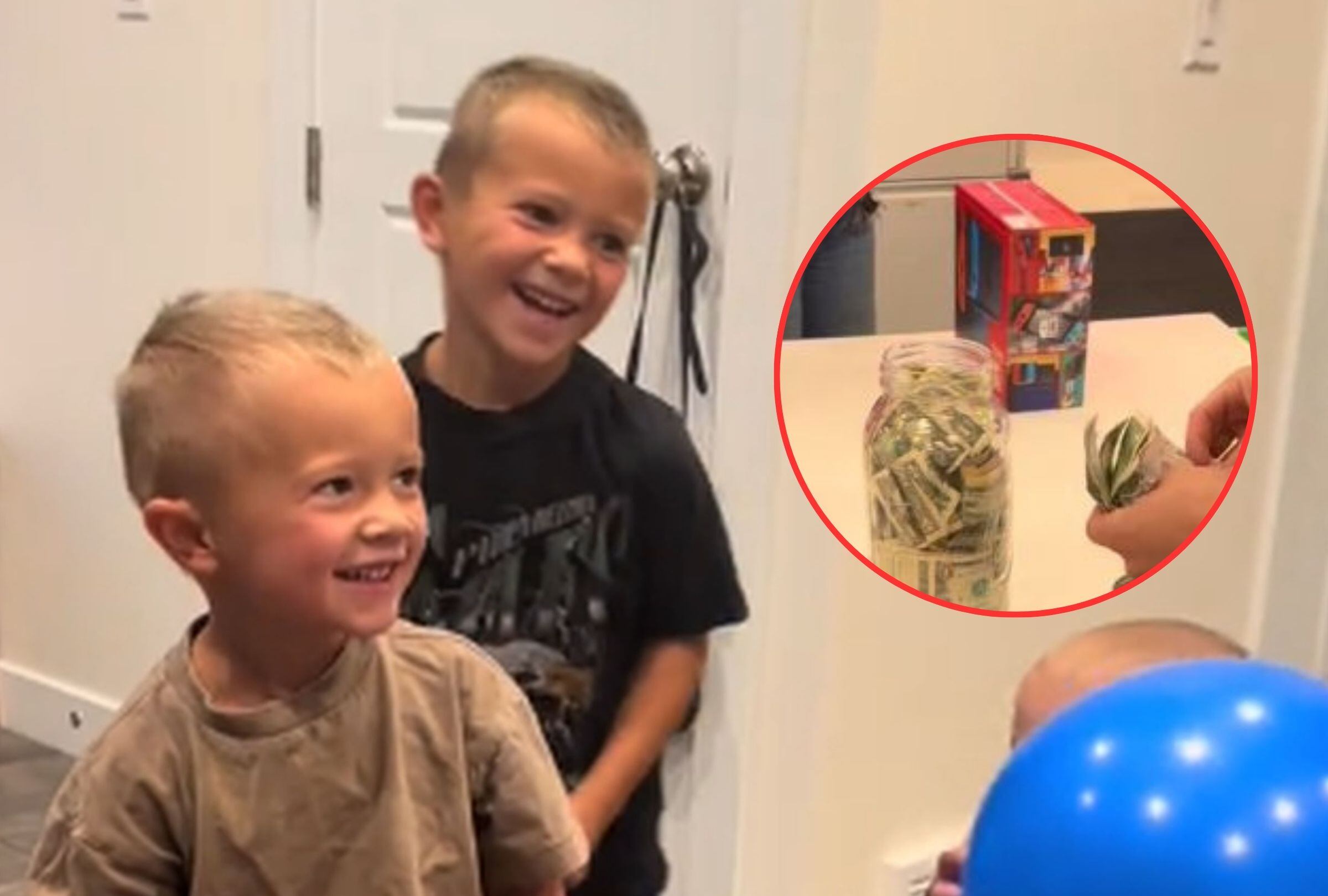En esta imagen se aprecia a los pequeños hermanos de Utah que ahorraron durante 2 años para comprar una consola de videojuegos. (Foto: @kollyboys / TikTok)