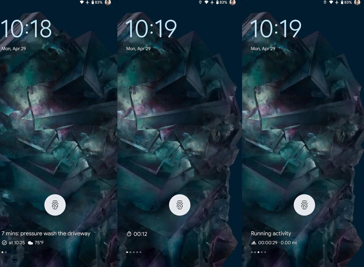 Vista previa de los widgets en la pantalla de bloqueo de Android 15. (Foto: Captura de Android Authority/Mishaal Rahman)