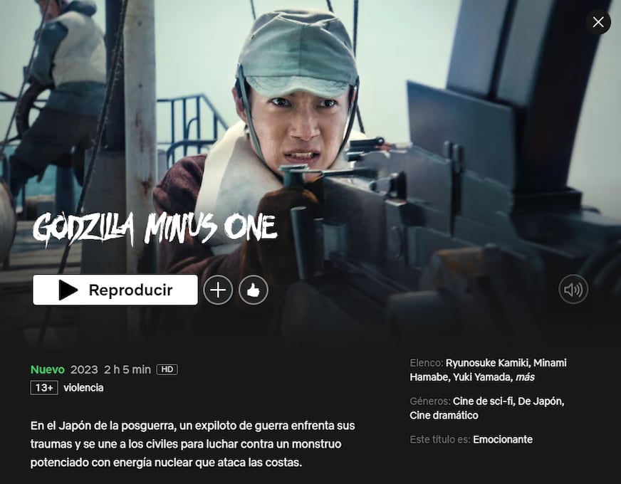 "Godzilla Minus One" ya disponible en Netflix.