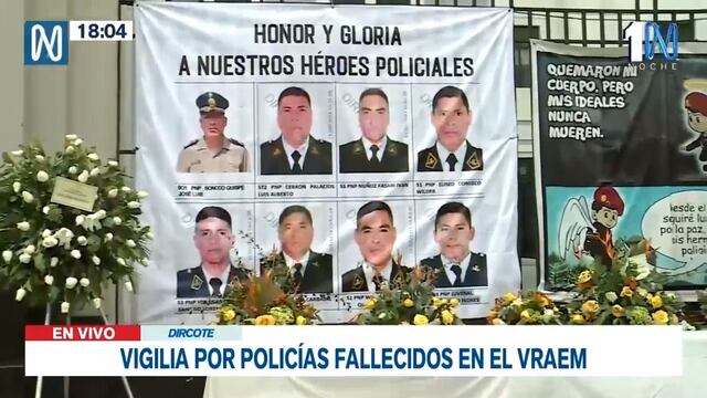 Emboscada en el Vraem: realizan vigilia en sede de Dircote por policías asesinados