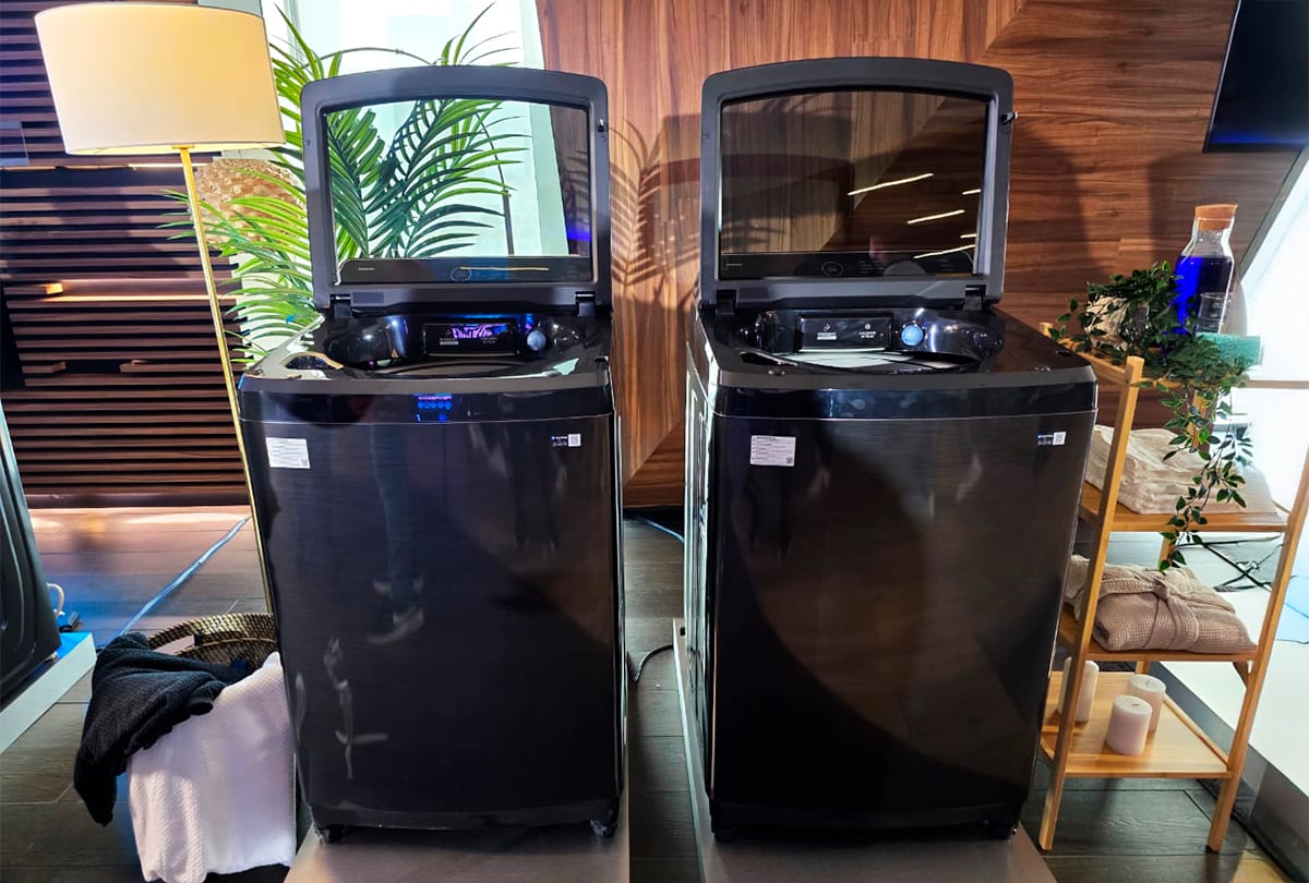 Lavadora de carga superior también se puede configurar con inteligencia artificial desde la aplicación SmartThings, ya que no cuenta con pantalla táctil.