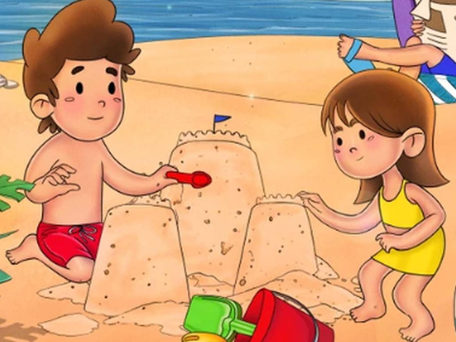 RETO VISUAL | Esta imagen muestra a dos niños haciendo un castillo de arena. Encuentra al cangrejo. (Foto: genial.guru)