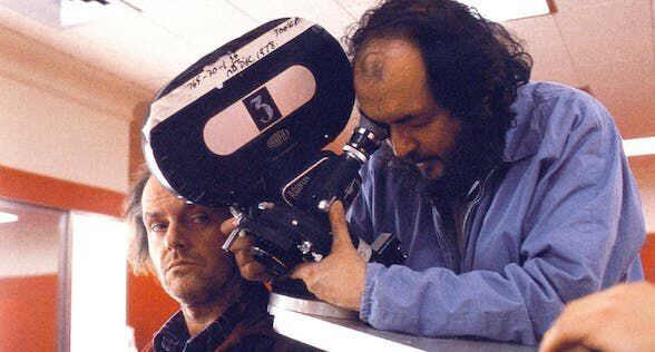 Jack Nicholson y Stanley Kubrick durante el rodaje de "El resplandor" de 1980.