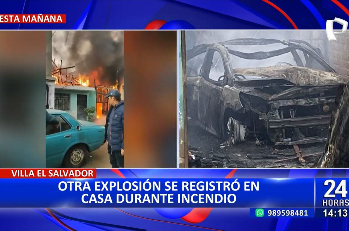 Un balón de gas de un vehículo explotó durante un incendio en Villa El Salvador. (Foto: 24 Horas)