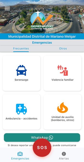 La página principal de la app de la Municipalidad de Mariano Melgar (Arequipa) es similar a la de Toke.