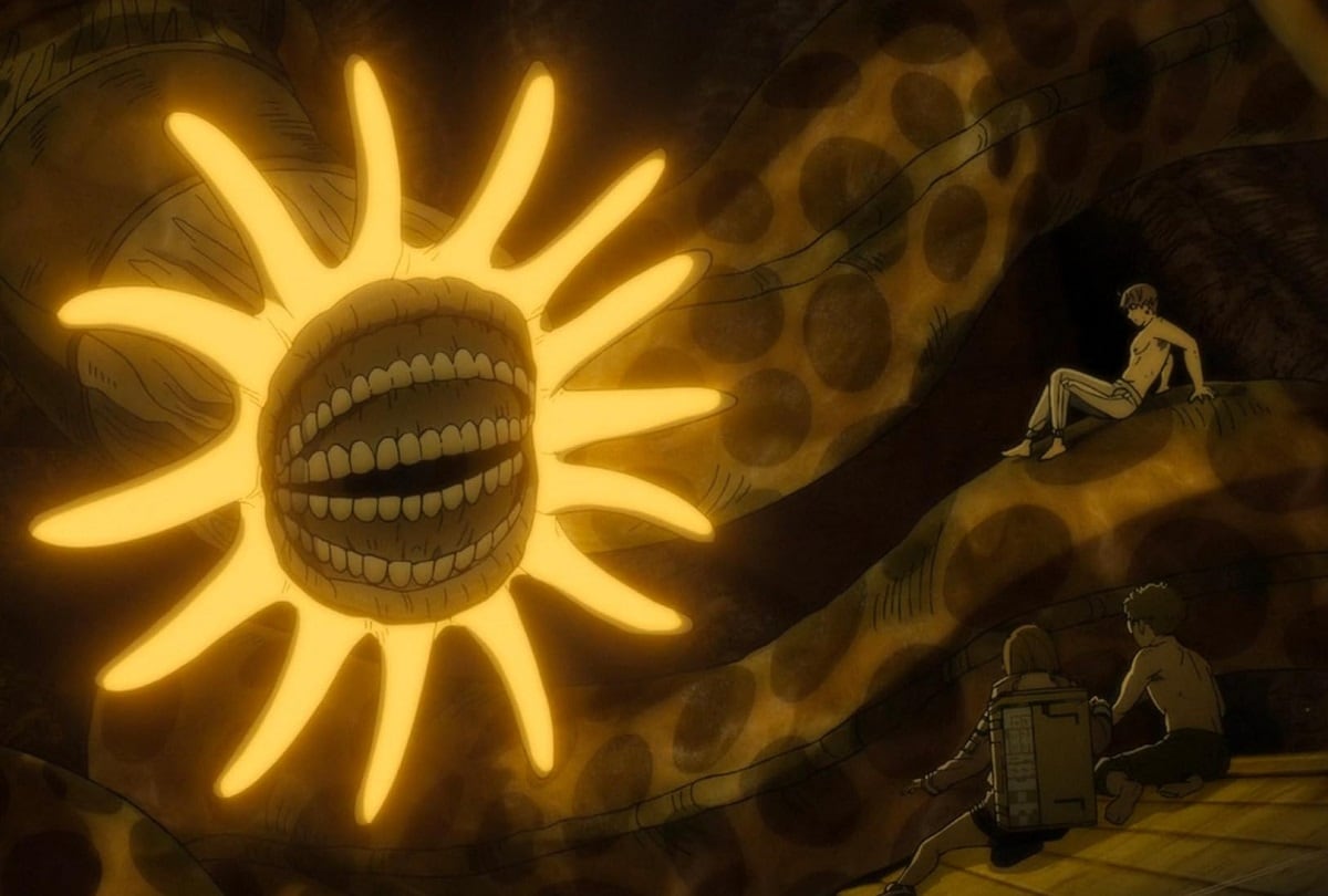 Momo, Okarun y Jiji deben escapar de la lombriz gigante en el segundo episodio de la segunda temporada de "Dan Da Dan" (Foto: Science Saru)