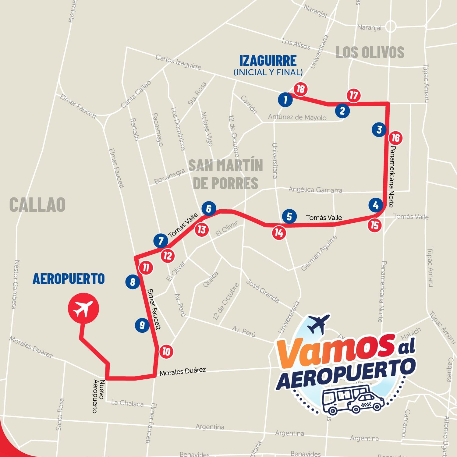 Paraderos del AeroDirecto Norte