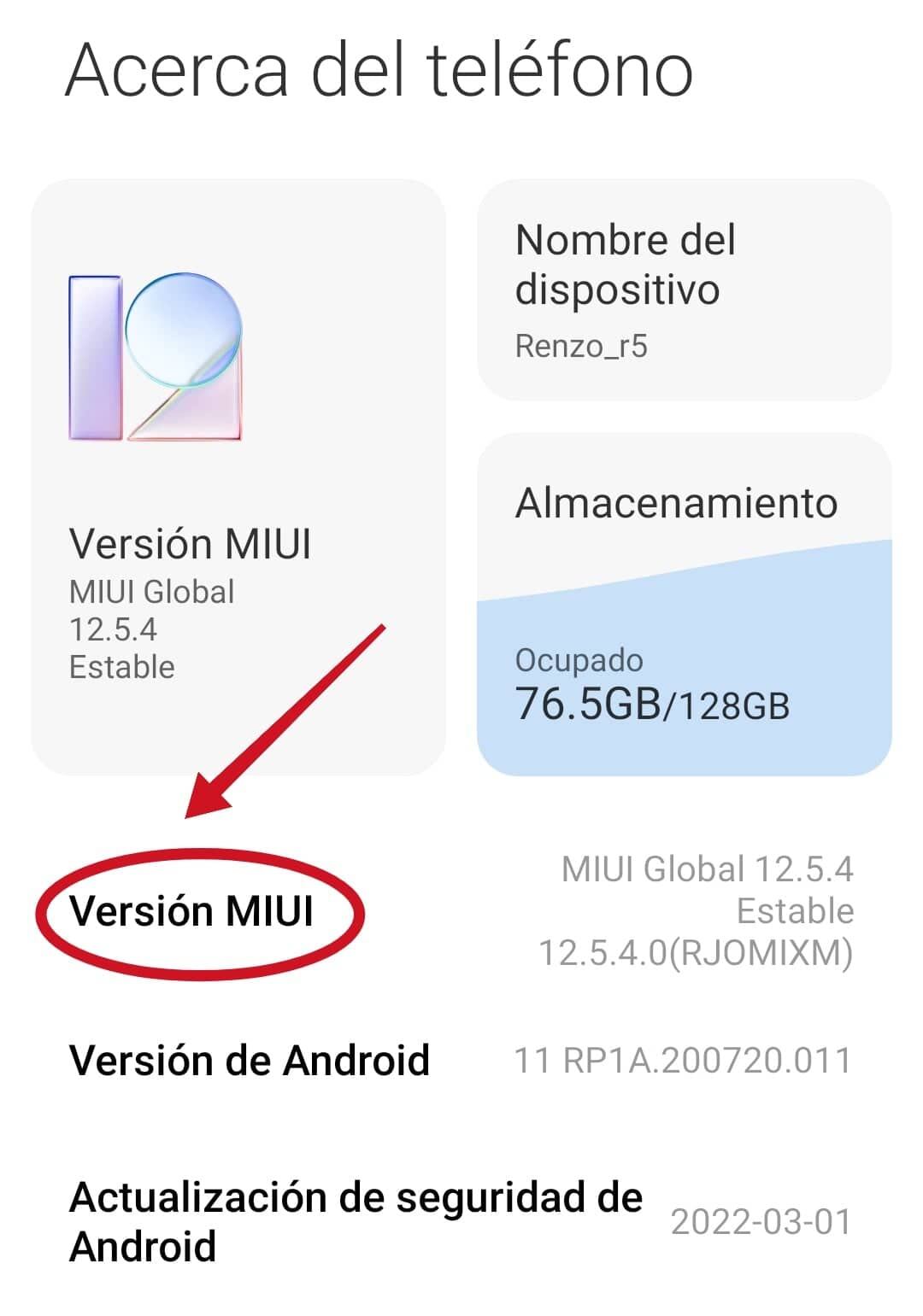 Accede a la información de tu teléfono Xiaomi para entrar en las opciones de desarrollador. Foto: Mag El Comercio