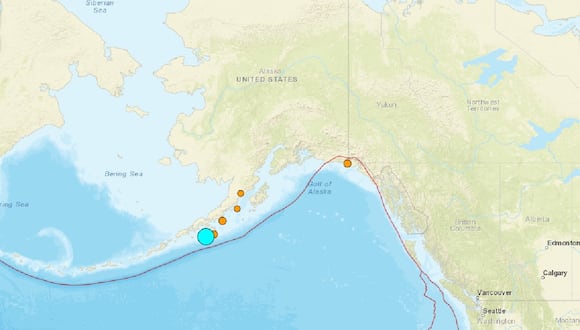 Un terremoto de magnitud 7,2 en Alaska, el 15 de julio de 2023, tuvo bajo alerta de tsunami por más de dos horas al estado de EE.UU. (Captura de USGS)