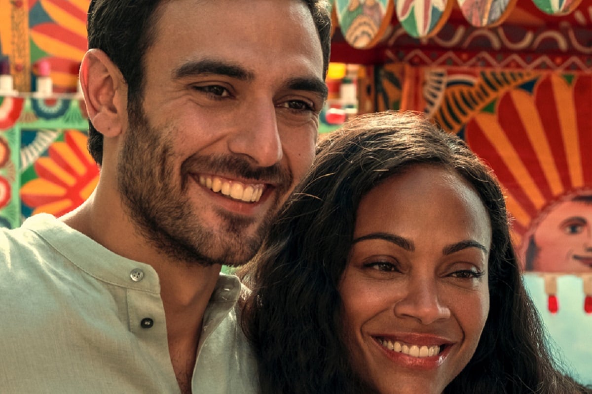 Eugenio Mastrandrea como Lino y Zoe Saldana como Amy Wheeler en la miniserie "Desde cero" (Foto: Netflix)
