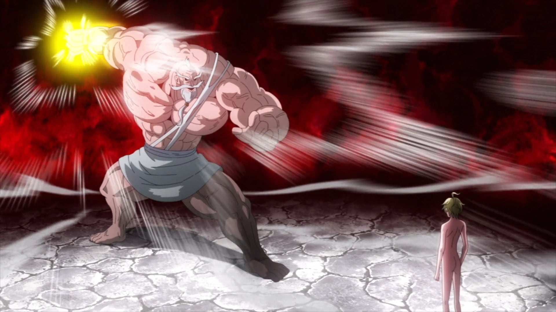 Zeus peleando con Adán en la primera temporada de "Record of Ragnarok" (Foto: Netflix)